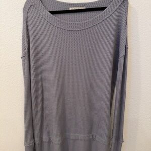 We The Free Heather Gray Waffle Knit Top